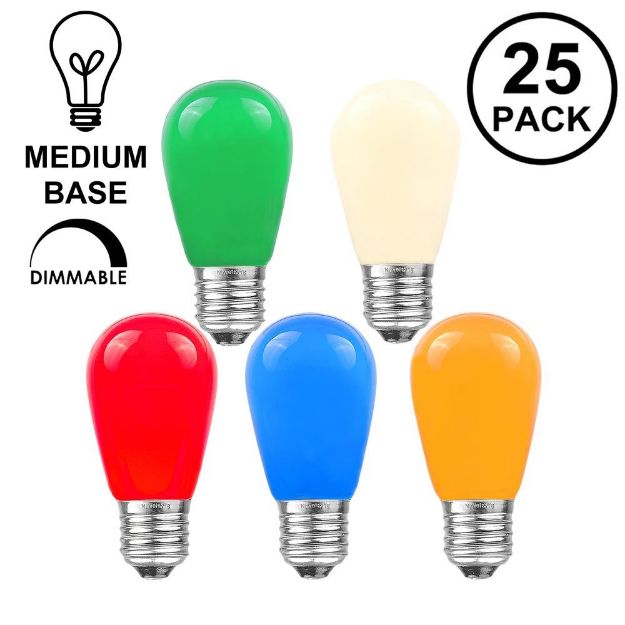25 Pack of Ceramic Assorted S14 11 Watt Bulbs Medium Base e26