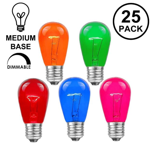 25 Pack of Transparent Assorted S14 11 Watt Bulbs Medium Base e26