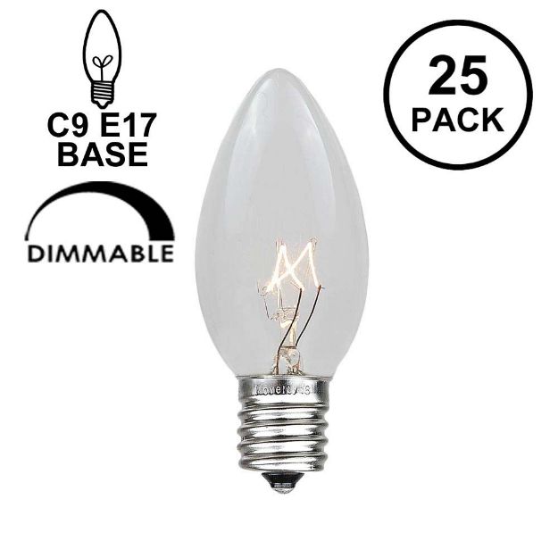 Clear Transparent C9 7 Watt Replacement Bulbs 25 Pack