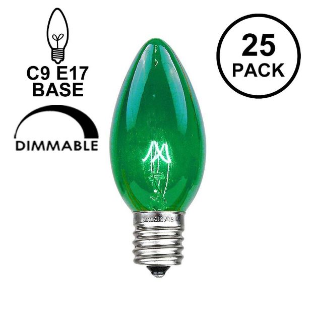 Green Transparent C9 7 Watt Replacement Bulbs 25 Pack