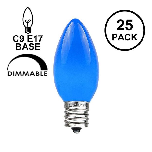 Blue Ceramic Opaque C9 7 Watt Bulbs 25 Pack