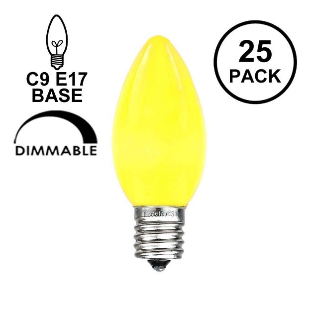 Yellow Ceramic Opaque C9 7 Watt Bulbs 25 Pack