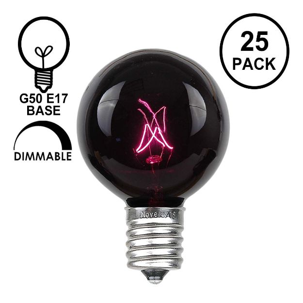 Black Light (Very Dark Purple) G50 7 Watt Replacement Bulbs 25 Pack 