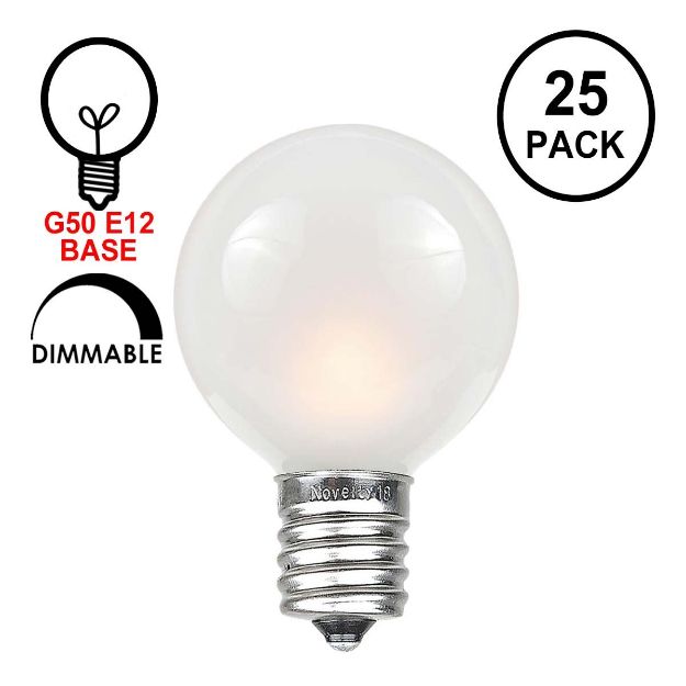 Frosted White G50 7 Watt Replacement Bulbs 25 Pack E12 Base