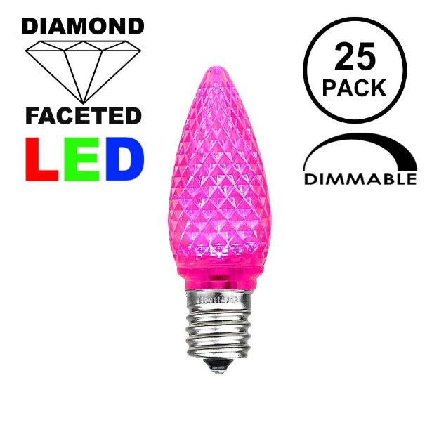 Pink C9 LED Replacement Bulbs 25 Pack
