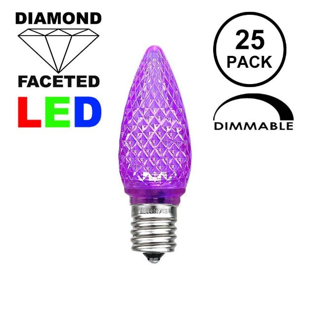 Purple C9 LED Replacement Bulbs 25 Pack