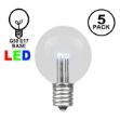 5 Pack Pure White LED G50 Globe Bulbs