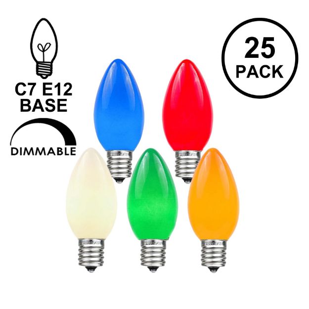 Assorted Ceramic Opaque C7 5 Watt Replacement Bulbs 25 Pack