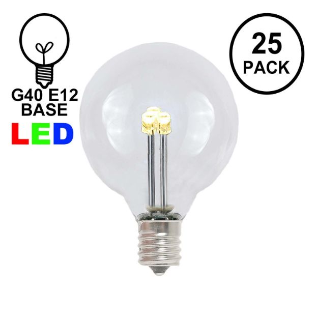 Warm White - G40 Glass LED Replacement Bulbs - 25 Pack