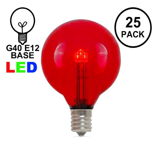 Red - G40 - Glass LED Replacement Bulbs - 25 Pack