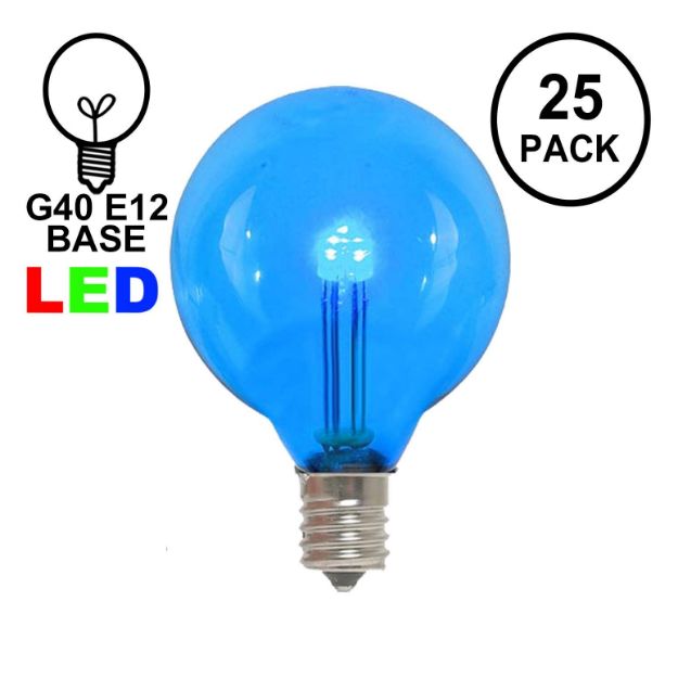 Blue - G40 - Glass LED Replacement Bulbs - 25 Pack