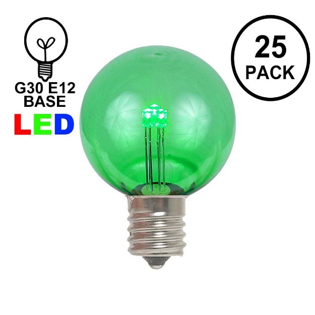 Green - G30 Glass LED Replacement Bulbs - 25 Pack