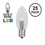 Warm White Smooth Glass C9 LED Bulbs - 25pk