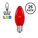 Red Smooth Glass C9 LED Bulbs - 25PK