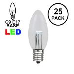 Pure White Smooth Glass C9 LED Bulbs - 25pk