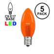 5 Pack Amber (Orange) Smooth Glass C9 LED Bulbs