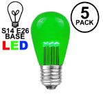 5 Pack Green S14 LED Medium Base e26 Bulbs w/ 9 LEDs