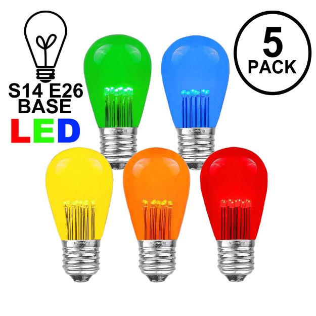 5 Pack Multi S14 LED Medium Base e26 Bulbs w/ 9 LEDs