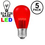 5 Pack Red S14 LED Medium Base e26 Bulbs w/ 9 LEDs