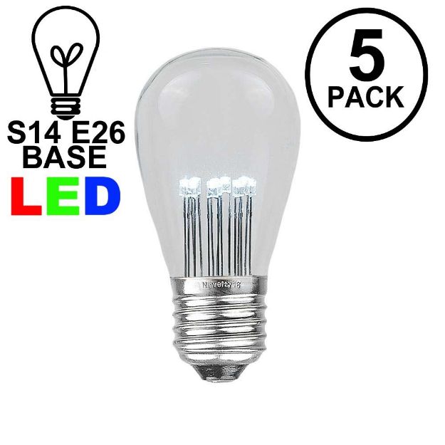 5 Pack Pure White S14 LED Medium Base e26 Bulbs w/ 9 LEDs