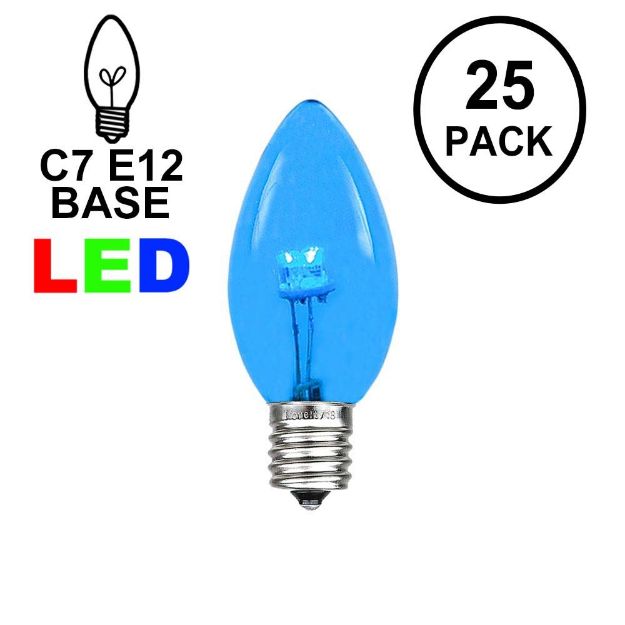 C7 - Blue - Glass LED Replacement Bulbs - 25 Pack