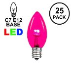 C7 - Pink - Glass LED Replacement Bulbs - 25 Pack
