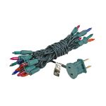 Non Connectable Multi Colored Green Wire Mini Lights, *19* Light, 8.5'