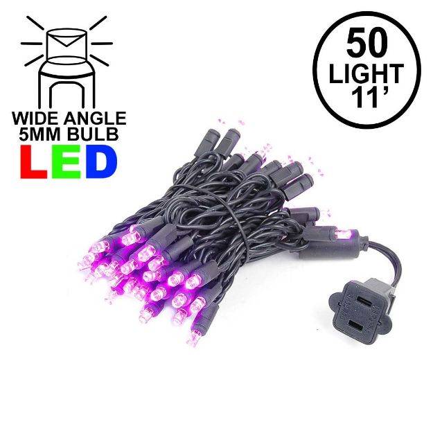 50 LED Pink LED Christmas Lights 11' Long on Black Wire