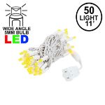 50 LED Yellow LED Christmas Lights 11' Long on White Wire