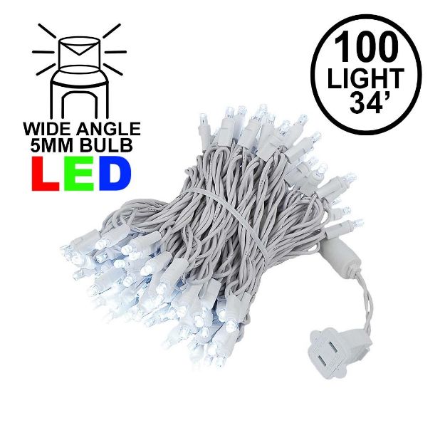 Commercial Grade Wide Angle 100 LED Pure White 34' Long White Wire