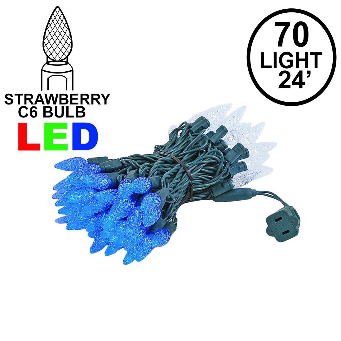 Commercial C6 LED 70 Light Blue and White Strawberry Mini LightsNovelty