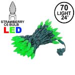 Green 70 LED C6 Strawberry Mini Lights Commercial Grade on Green Wire