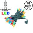 Multi 70 LED C6 Strawberry Mini Lights Commercial Grade on Green Wire