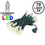 Warm White 70 LED C6 Strawberry Mini Lights Commercial Grade on Green Wire