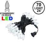 Pure White 70 LED C6 Strawberry Mini Lights Commercial Grade Black Wire