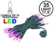 35 Light Traditional T5 Pink LED Mini Lights Green Wire