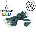 35 Light Traditional T5 Warm White LED Mini Lights Green Wire