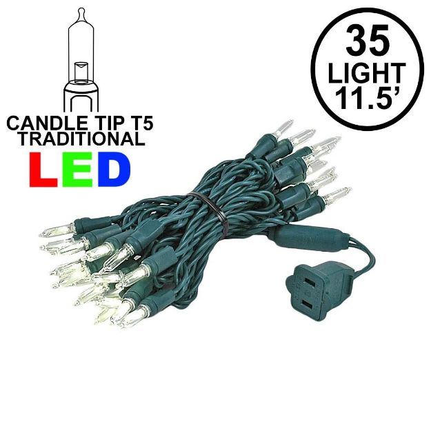 35 Light Traditional T5 Warm White LED Mini Lights Green Wire