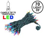 70 Light Traditional T5 Multi LED Mini Lights Green Wire