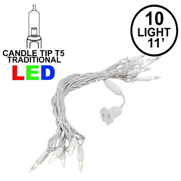 10 Light Traditional T5 Warm White LED Mini Lights White Wire