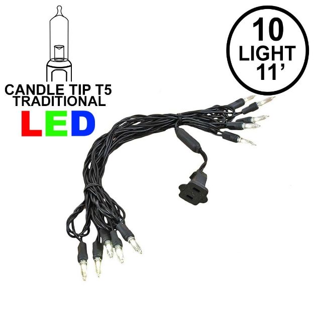 10 Light Traditional T5 Warm White LED Mini Lights Black Wire