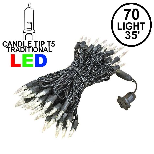 70 Light Traditional T5 Warm White LED Mini Lights Black Wire