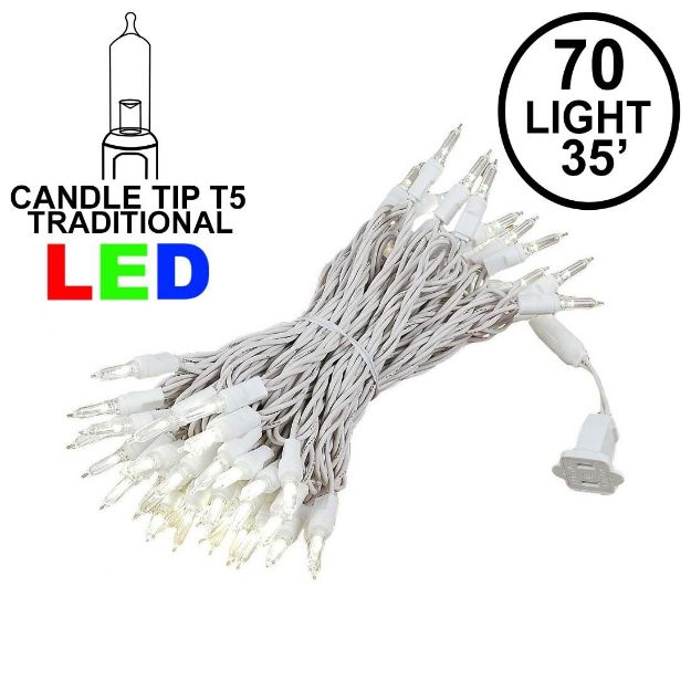 70 Light Traditional T5 Warm White LED Mini Lights White Wire