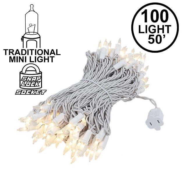 Frosted Christmas Mini Lights 100 Light 50 Feet Long on White Wire