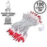 Red Christmas Mini Lights 100 Light 50 Feet Long on White Wire