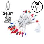Multi 50 Light 11' Long White Wire Christmas Mini Lights
