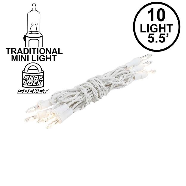 10 Light 5.5' White Wire Christmas Mini Lights