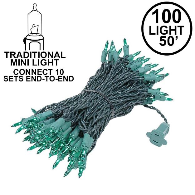 Connect 10 Green Christmas Mini Lights 100 Light 50 Feet Long**ON SALE**