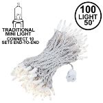 White Wire Connect 10 Christmas Mini Lights, Clear, 100 Light, 50 Feet Long, 