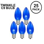 Blue Twinkle C9 Bulbs 7 Watt Replacement Lamps 25 Pack